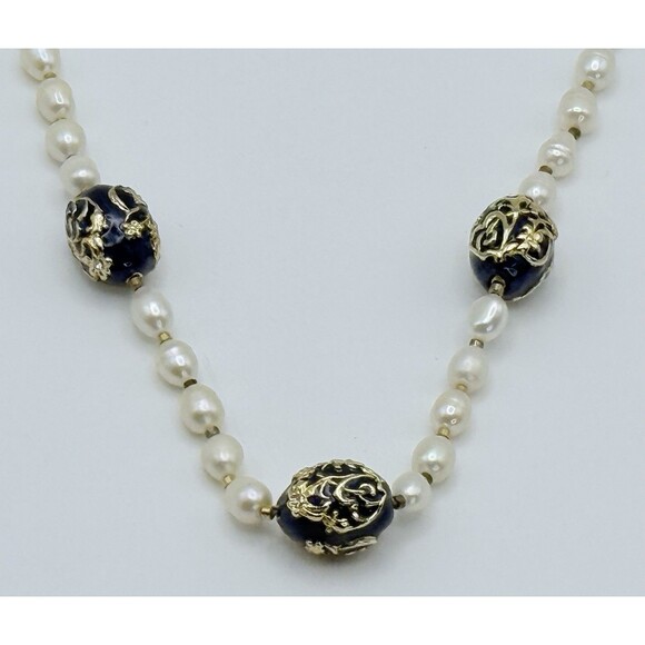 Edgar Berebi Russian Egg Fresh Water Pearl 17” Necklace Limited Edition 1996 - Picture 4 of 8